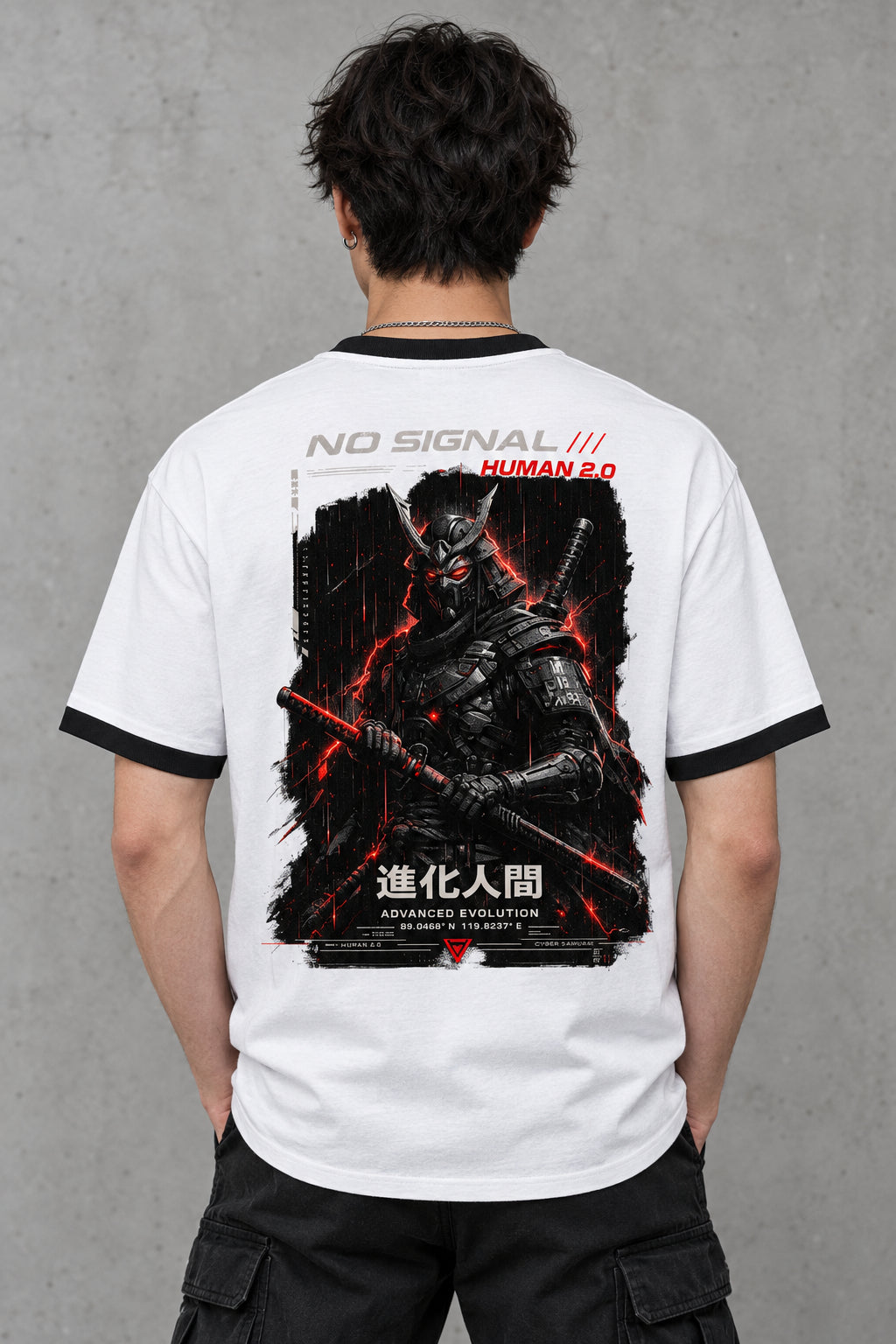 Cyber Samurai // "NO SIGNAL" Graphic Ringer Tee